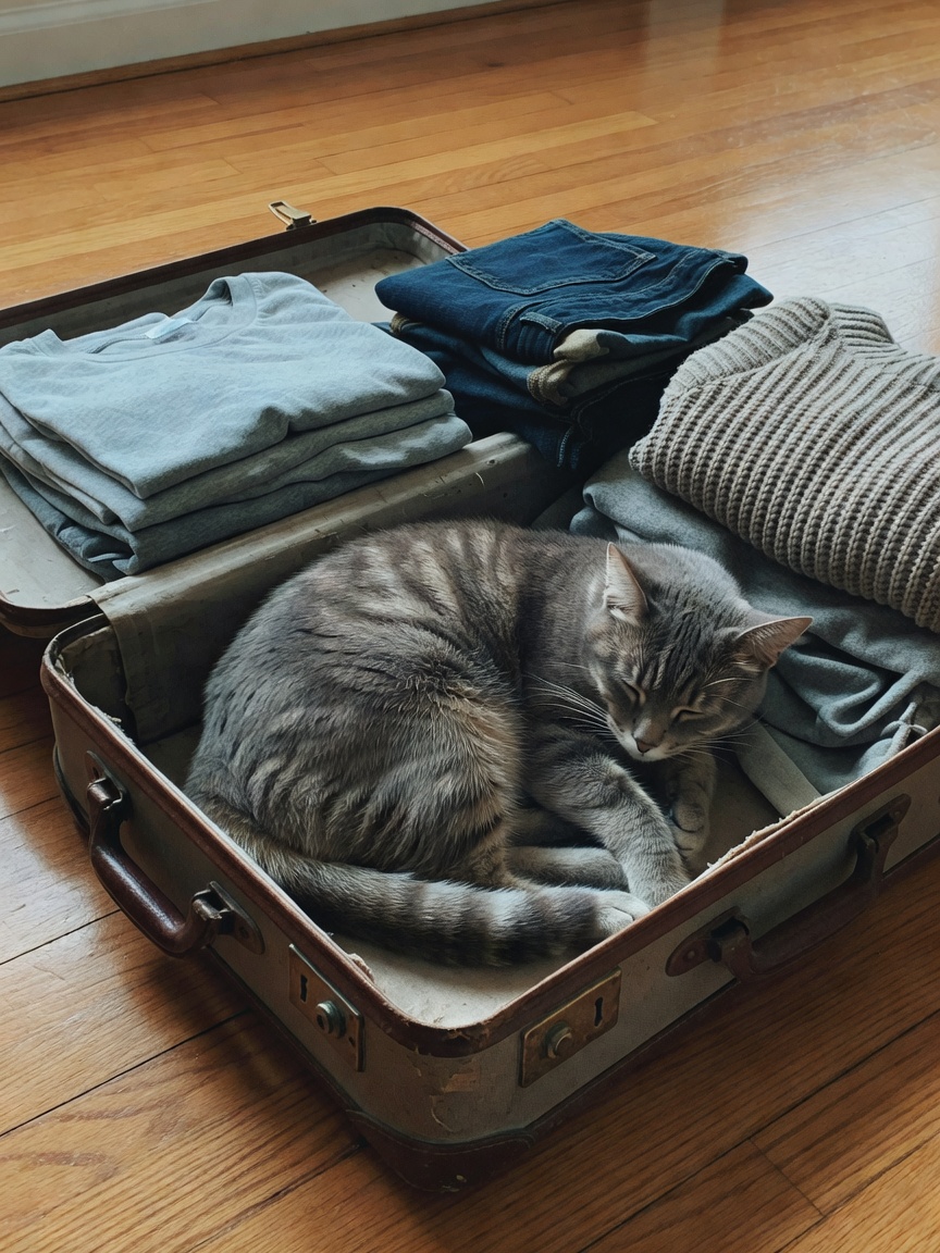 Boris has decided the suitcase is now his throne. Every time I pack he claims it