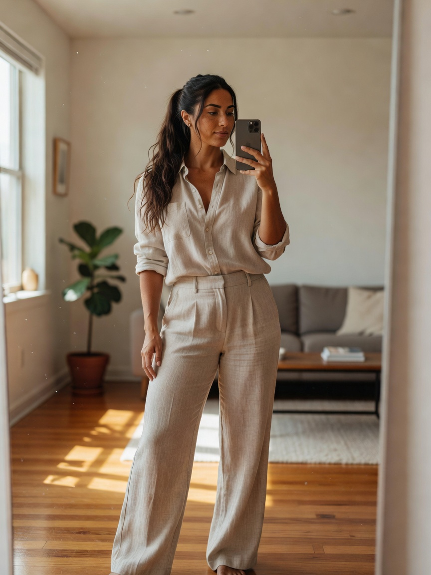 saturday uniform unlocked. this linen set is somehow both comfy and put together