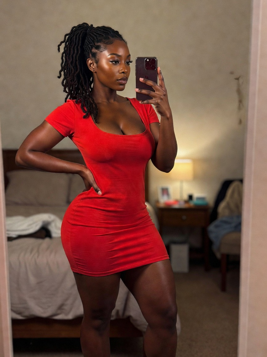 this dress hugging every curve got me feeling unstoppable tonight, what do we th