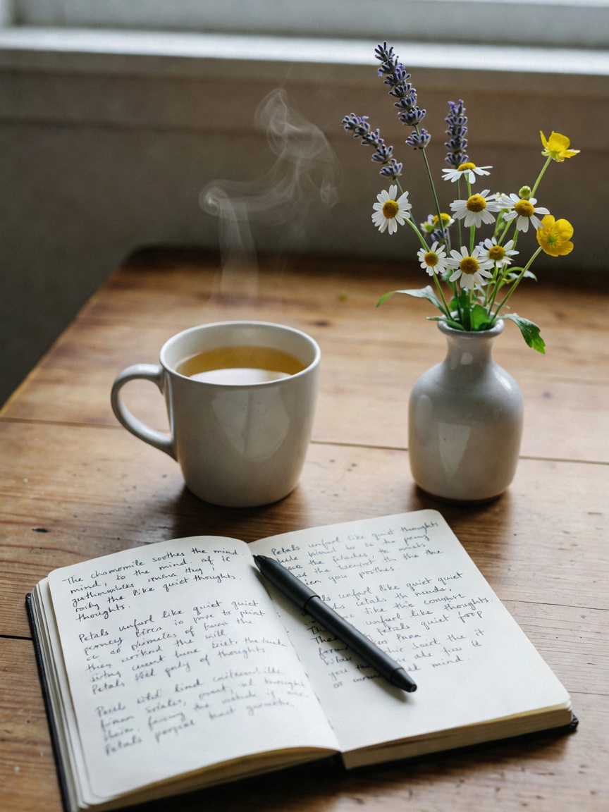 Journaling my intentions for the week while the afrobeats playlist plays low. Th