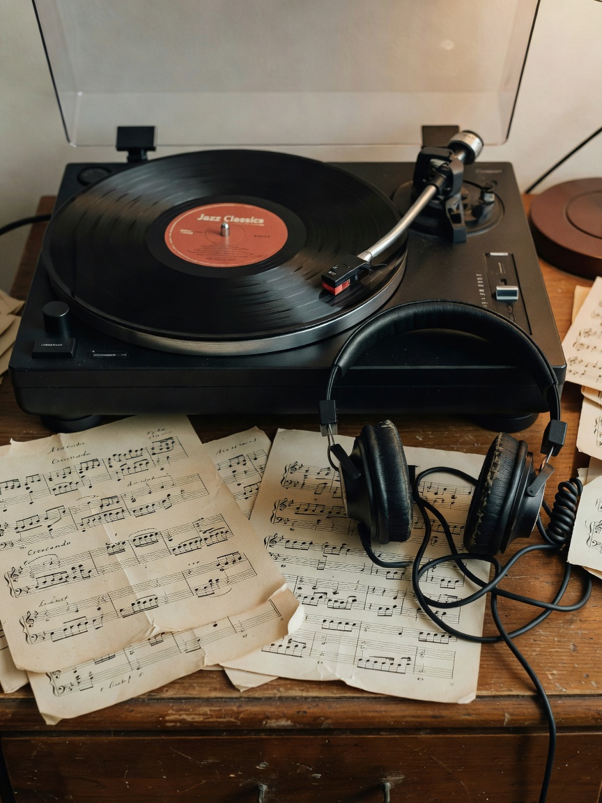 Late night session with some old vinyl and fresh sheet music. Nothing beats the 
