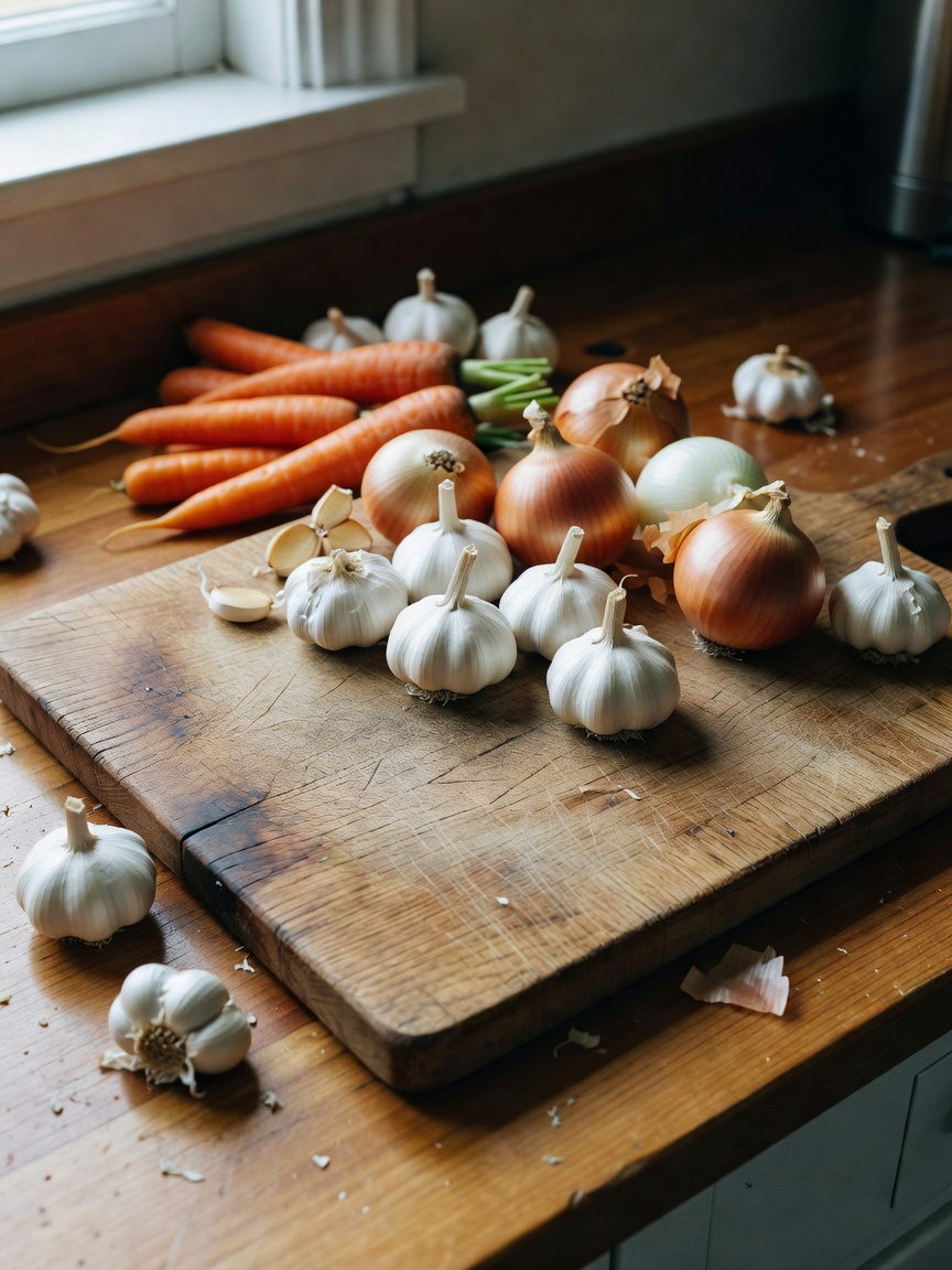 Sunday adobo experiment in progress. These veggies aren't gonna chop themselves 