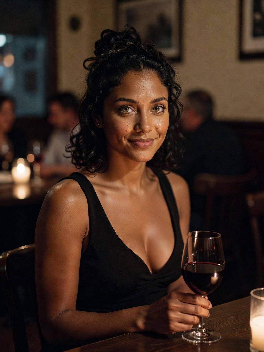 date night done right. little black dress, better red wine, and zero kids interr