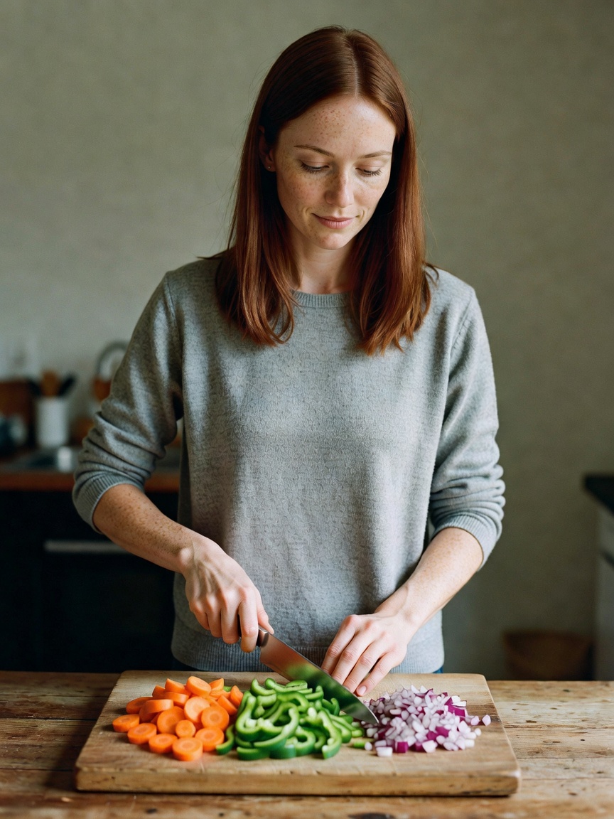 chopping whatever the fridge gave me tonight. recipe is more of a suggestion rea