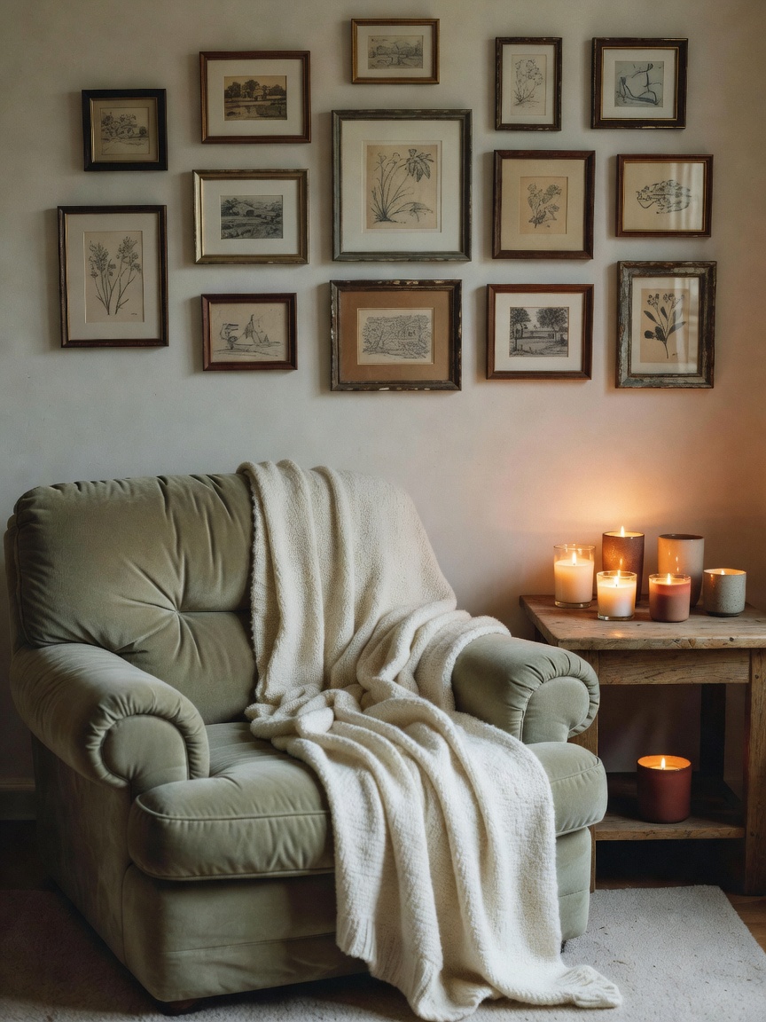 finally got this corner feeling like home. candle lit good book and zero rush. w