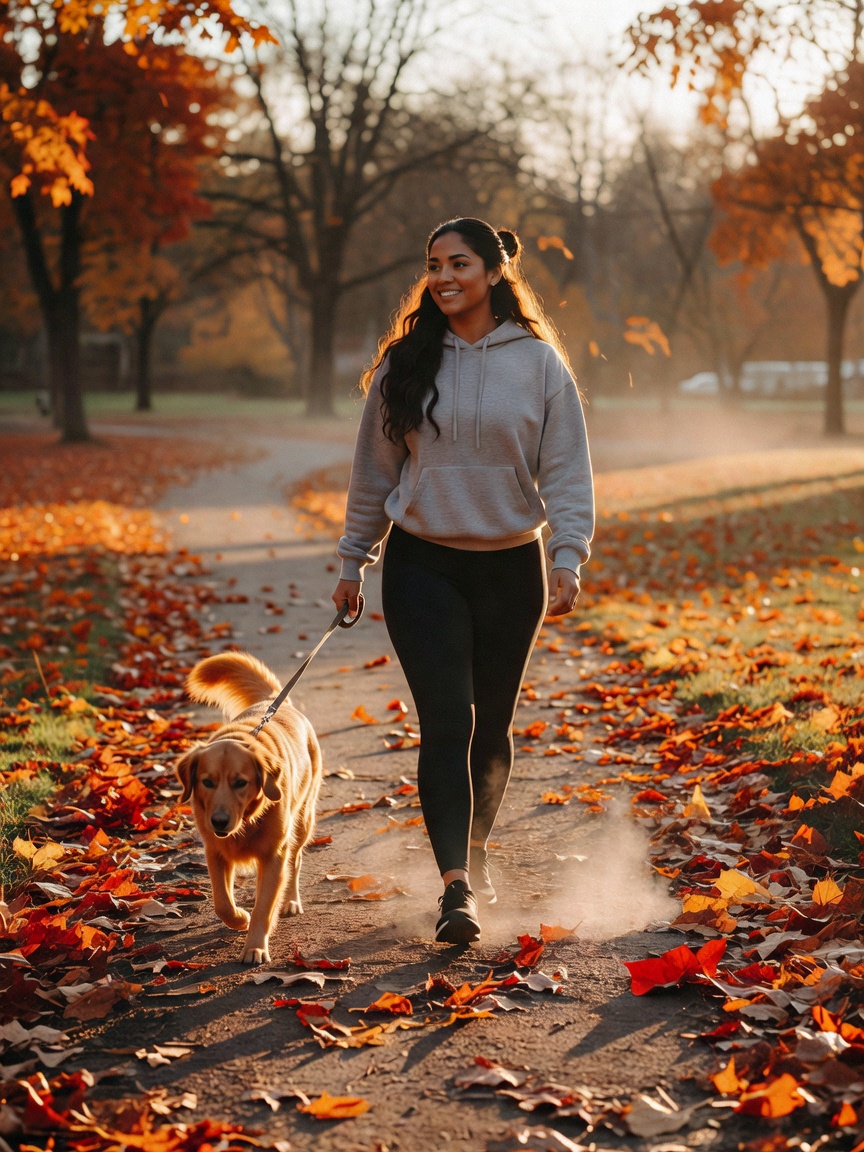 early sunrise walks with Luna hit different especially when the leaves are this golden. she keeps me